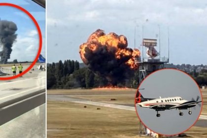 Explota avión tras estrellarse en aeropuerto de Londres